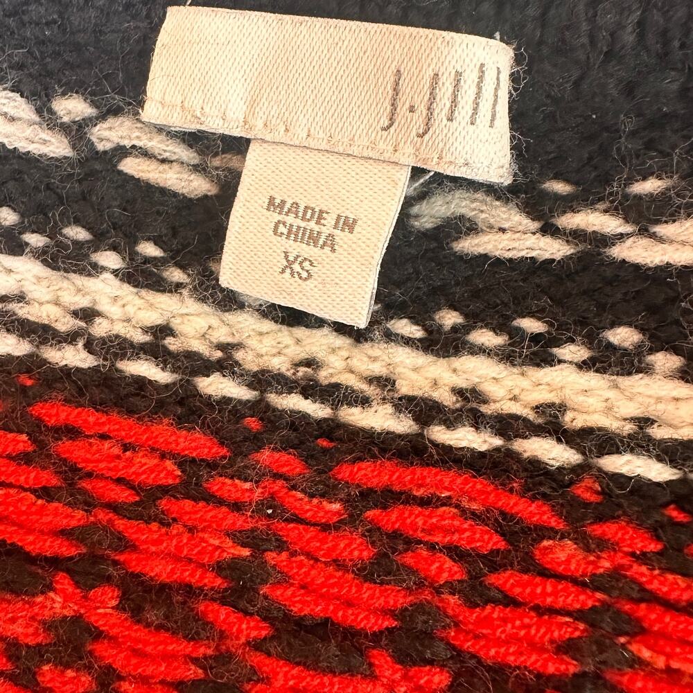 J.Jill Holiday Christmas Deer Valley Reindeer Zip Up Sweater Size XS - Picture 7 of 9
